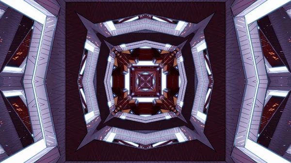 Illustration Square Shaped Enlightened Sci Tunnel Purple — Foto de Stock