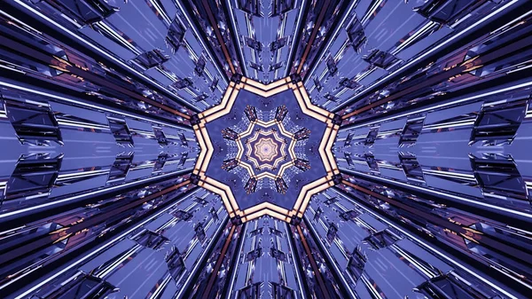 Illustration Star Shaped Blue Geometric Mandala Pattern Outlined Led Lights — 图库照片