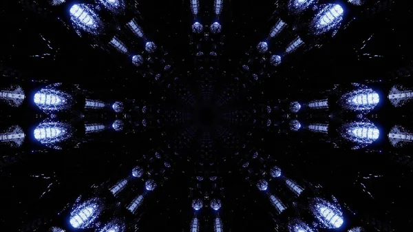 Illustration Shapes Kaleidoscopic Pattern Led Lights Black Background — Photo