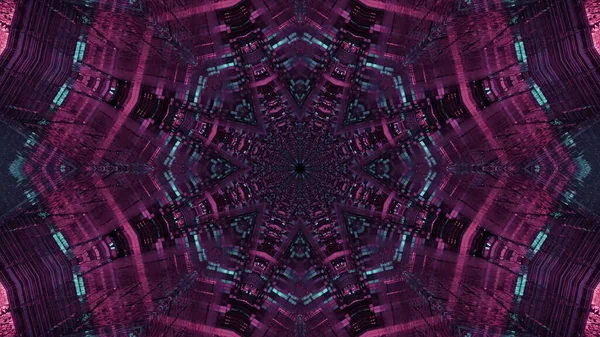 Illustration Flower Shaped Kaleidoscopic Pattern Enlightened Pink Led Lights — Fotografia de Stock