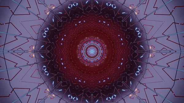 Illustration Flake Middle Shaped Kaleidoscopic Pattern Red — Fotografia de Stock