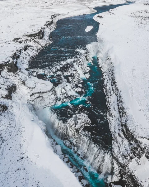 Vista Aerea Del Fiume Ghiacciato Inverno — Foto Stock