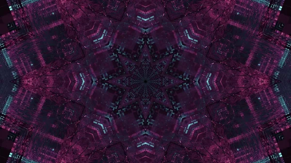 Illustration Octagonal Star Shaped Kaleidoscopic Pattern Enlightened Purple Led Lights — Stok fotoğraf