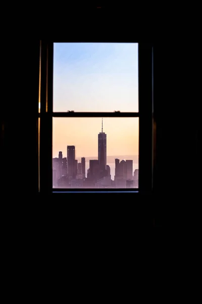 Nova Iorque Skyline Cidade Com Arranha Céus Reflexão — Fotografia de Stock