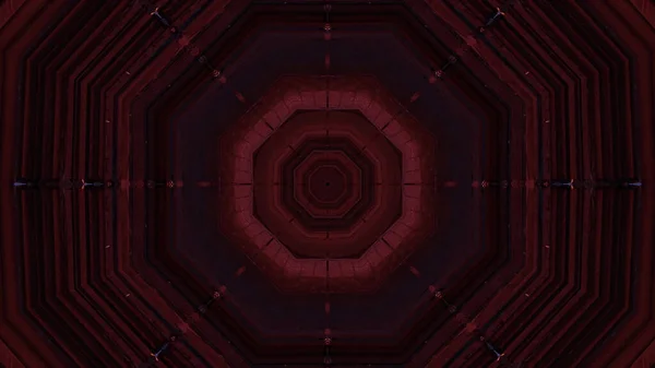 Illustration Octagon Shaped Kaleidoscopic Pattern Red — Fotografia de Stock