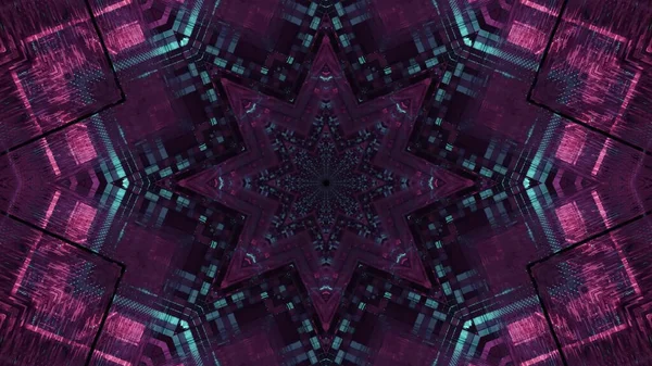 Illustration Octagonal Star Shaped Kaleidoscopic Pattern Enlightened Pink Outlines — 图库照片