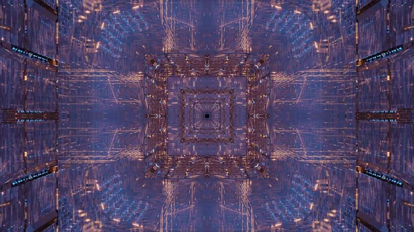 Illustration Square Shaped Kaleidoscopic Mandala Pattern Shades Blue — Stock Fotó