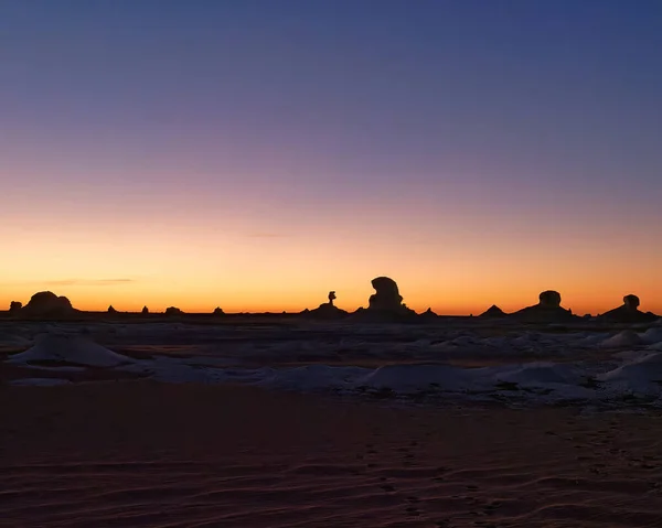 Deserto Bianco Egitto Tramonto — Foto Stock