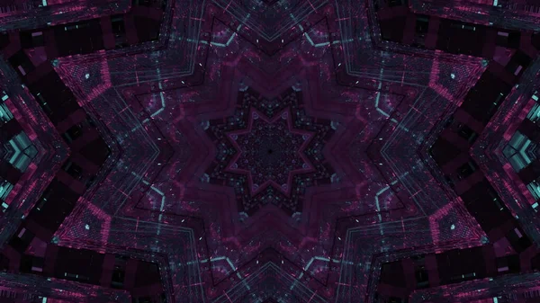 Illustration Purple Octagonal Star Shaped Kaleidoscopic Pattern — 图库照片