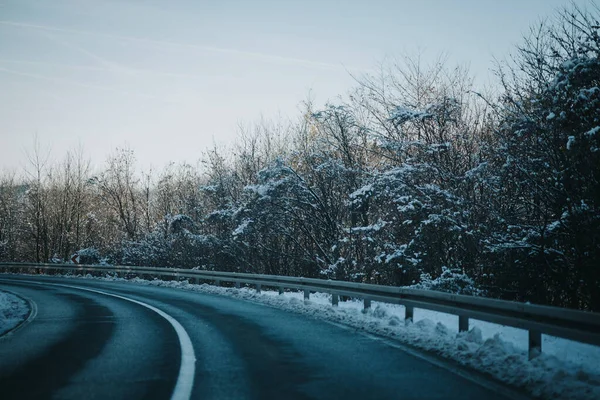 Route Hiver Dans Forêt — Photo