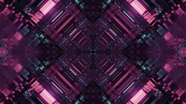 Illustration Rhombus Shaped Kaleidoscopic Pattern Enlightened Pink Led Lights — Stok fotoğraf