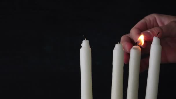 Hořící Svíčky Černém Pozadí — Stock video