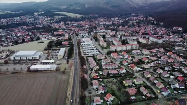 Aerial Footage Old Buildings Small European Town — Stock Video