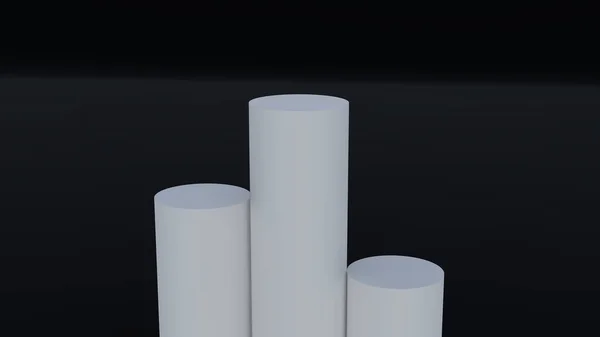 Rendering White Podium Stands Product Display Isolated Black Background — 图库照片