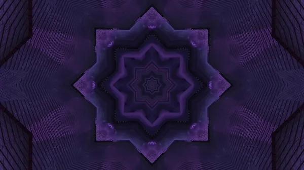 紫色阴影下的花形万花筒图案的三维图像 — 图库照片