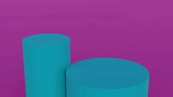 Rendering Blue Podium Stands Product Display Isolated Pink Background Copy — 图库照片