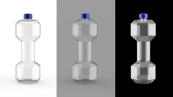 Render Dumbbell Shaped Sports Water Bottles Isolated White Gray Black — Foto Stock