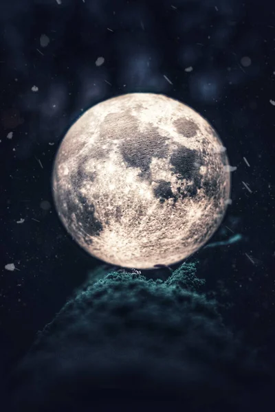 Rendering Beautiful Full Moon Details Telescope — Photo