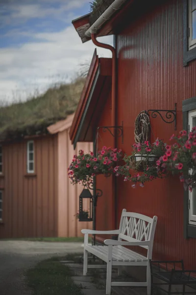 Schöne Sommerlandschaft Mit Einem Holzhaus — Stockfoto