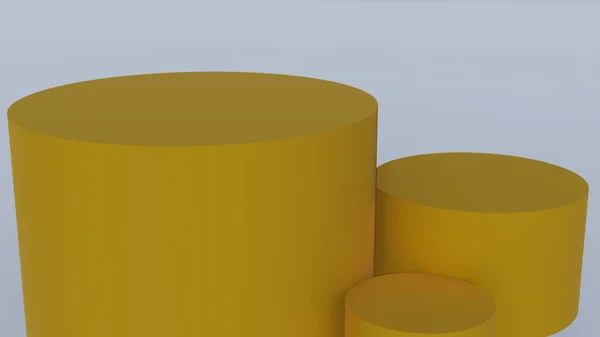 一个黄色讲台的3D渲染代表了在白色背景上隔离的产品显示 — 图库照片