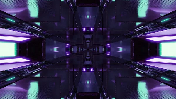 Illustration Enlightened Cross Shaped Sci Tunnel Purple — стоковое фото