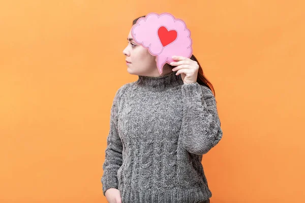 Mujer Con Figura Cerebral Concepto Inteligencia Emocional Concepto Del Día — Foto de Stock