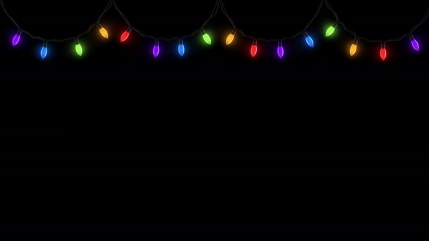 Multicolored Blur Lights Festive Electric Garland Black Background — Stockvideo