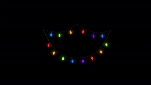 Multicolored Blur Lights Festive Electric Garland Black Background — Αρχείο Βίντεο