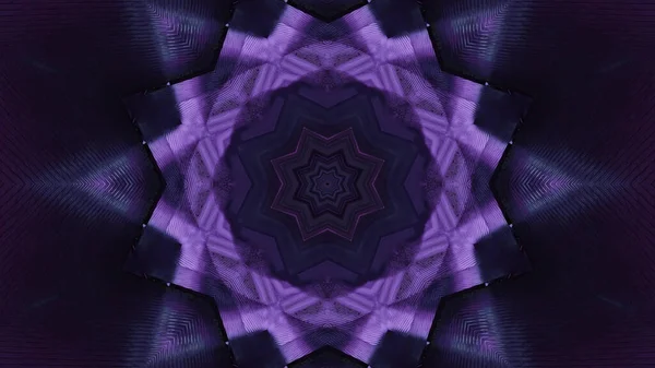 紫色阴影下的花形万花筒图案的三维图像 — 图库照片