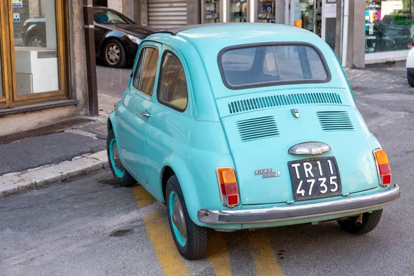 Terni Italy September 2020 Photograph Fiat 500 Celeste Historic Car — Stock Photo, Image