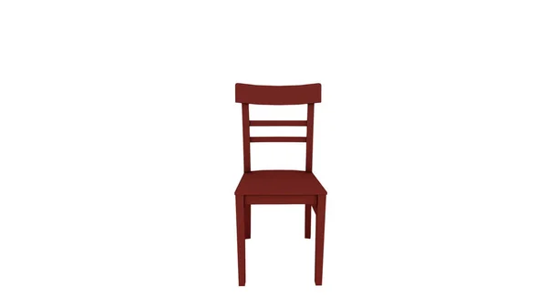 Μια Τρισδιάστατη Ξύλινη Καρέκλα Απομονωμένη Λευκό Φόντο — Φωτογραφία Αρχείου
