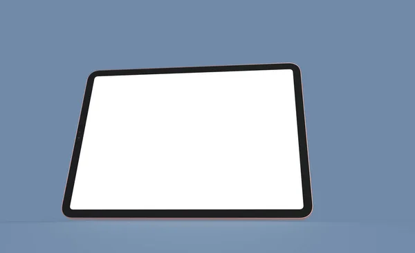 Render Tablet Blank White Screen Blue Background — Foto de Stock