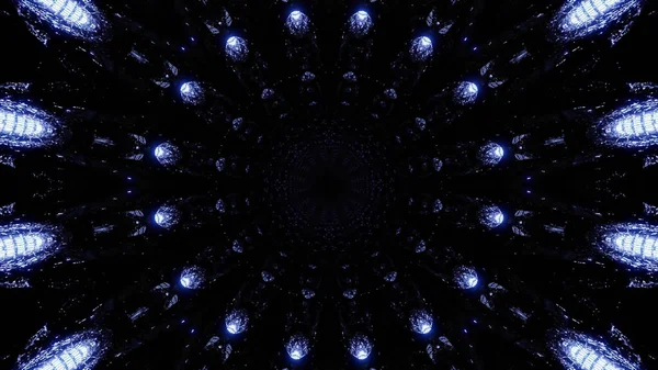 Illustration Shapes Kaleidoscopic Pattern Led Lights Black Background — Stock fotografie