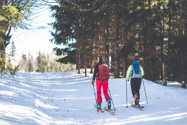 Skifahrer Auf Einer Skipiste Den Bergen — Stockfoto