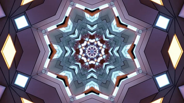 Illustration Star Shaped Kaleidoscopic Pattern Enlightened Colorful Outlines — Foto de Stock