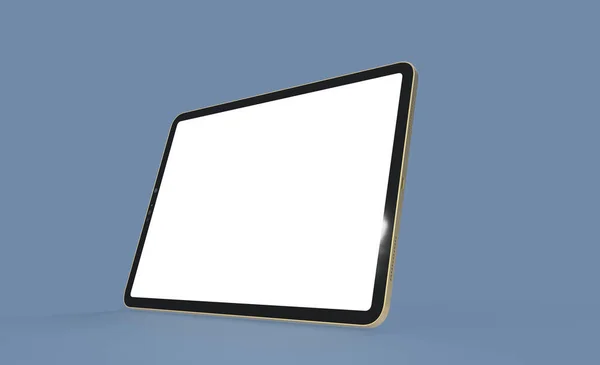 Render Tablet Blank White Screen Blue Background — Fotografie, imagine de stoc