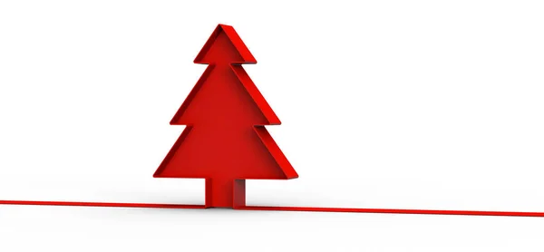 Rendering Red Christmas Tree White Background — Foto Stock