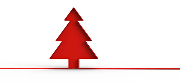 Rendering Red Christmas Tree White Background — Stok fotoğraf