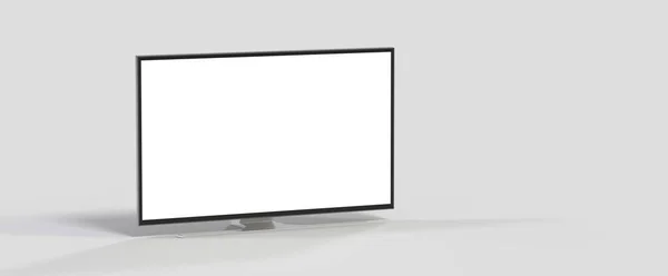 Μια Τρισδιάστατη Απεικόνιση Μιας Τηλεόρασης Μια Λευκή Οθόνη Στο Λευκό — Φωτογραφία Αρχείου