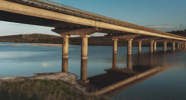 Brücke Über Den See Himmel Natur — Stockfoto