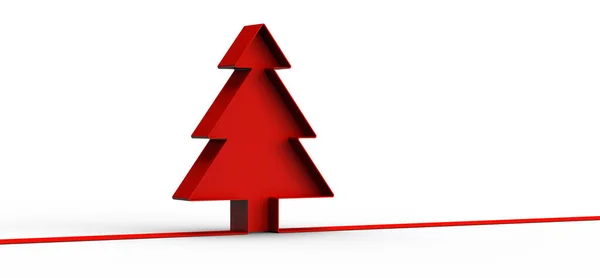 Μια Τρισδιάστατη Απεικόνιση Ενός Κόκκινου Χριστουγεννιάτικου Δέντρου Στο Λευκό Φόντο — Φωτογραφία Αρχείου