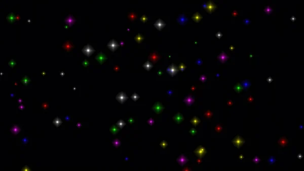Иллюстрация Пятнистых Красочных Звезд Фоне Черного Неба — стоковое фото