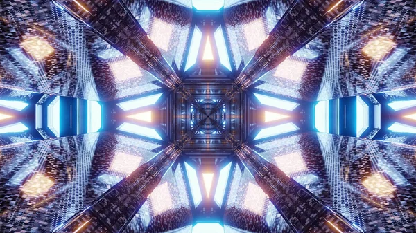Illustration Brightly Enlightened Square Shaped Sci Tunnel — Stockfoto