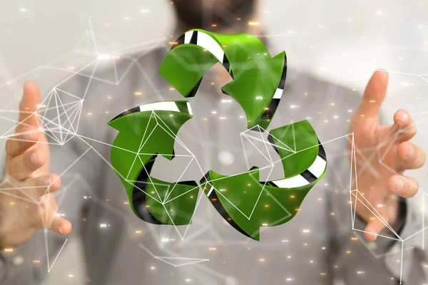 Eco Concept Met Groene Recycle Icoon Wazige Achtergrond — Stockfoto