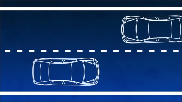 Abstract Blue Background White Drawing Cars — Stock Video