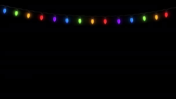 Multicolored Blur Lights Festive Electric Garland Black Background — Αρχείο Βίντεο