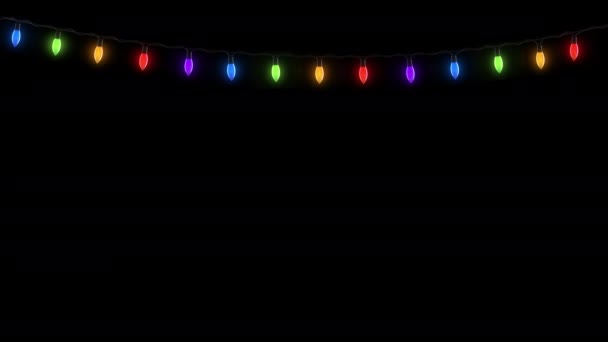 Multicolored Blur Lights Festive Electric Garland Black Background — Stockvideo