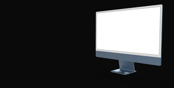 Illustration Computer White Screen Black Background — Zdjęcie stockowe