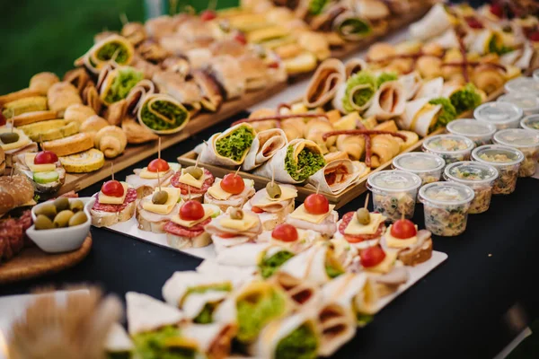 Catering Buffé Med Snacks Och Aptitretare — Stockfoto