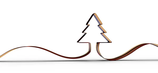 Render Minimal Christmas Tree Ribbon Shape White Background — Foto Stock